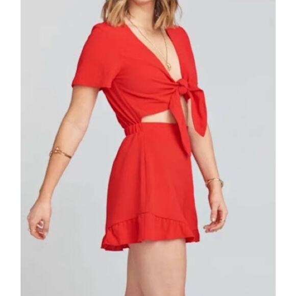 Show Me Your Mumu Red Mini Romper Tie Front Cutout Size Small - Picture 1 of 8